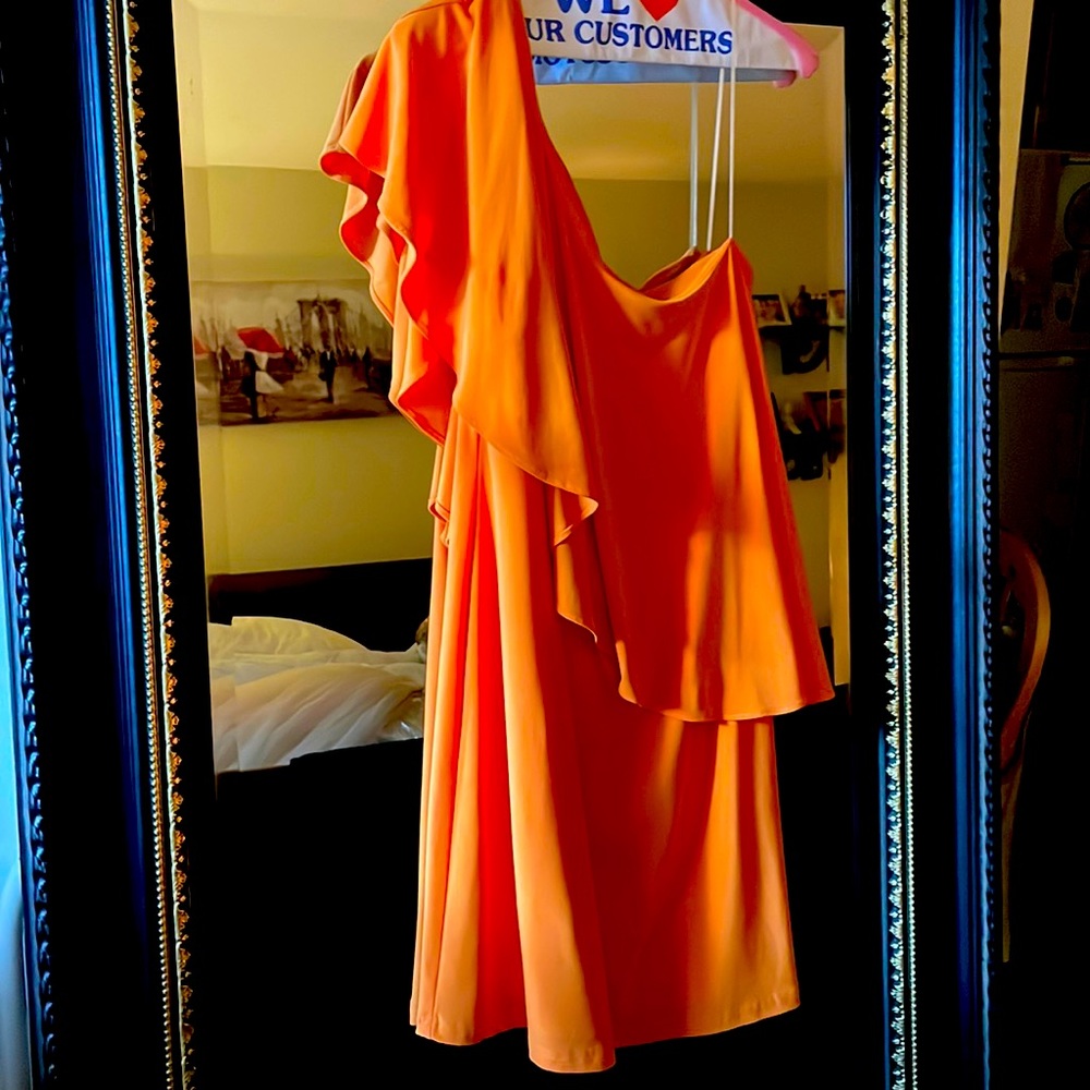 Orange one shoulder dress